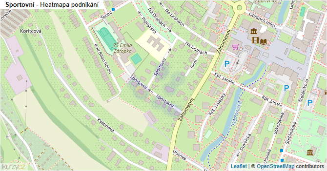 Sportovní - mapa podnikání