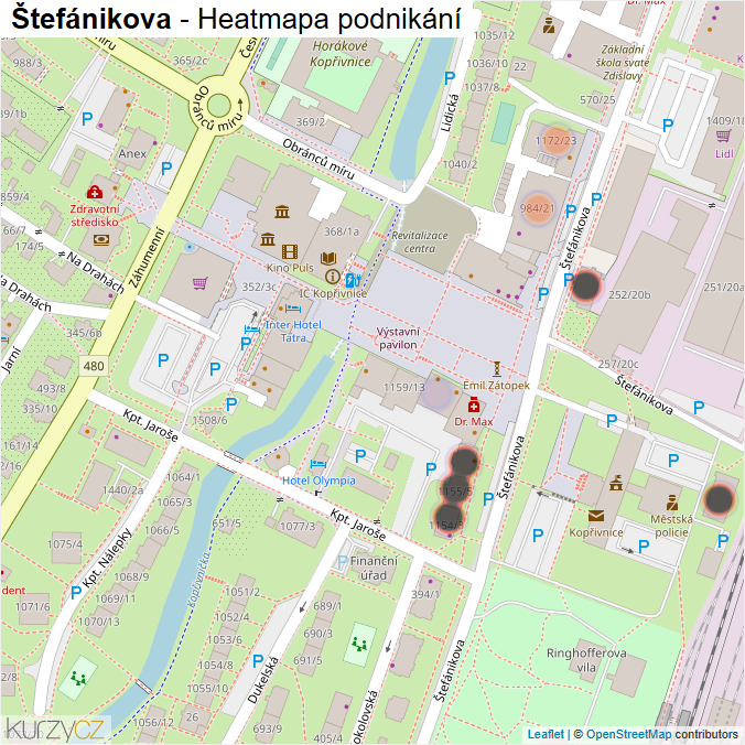 Mapa Štefánikova - Firmy v ulici.