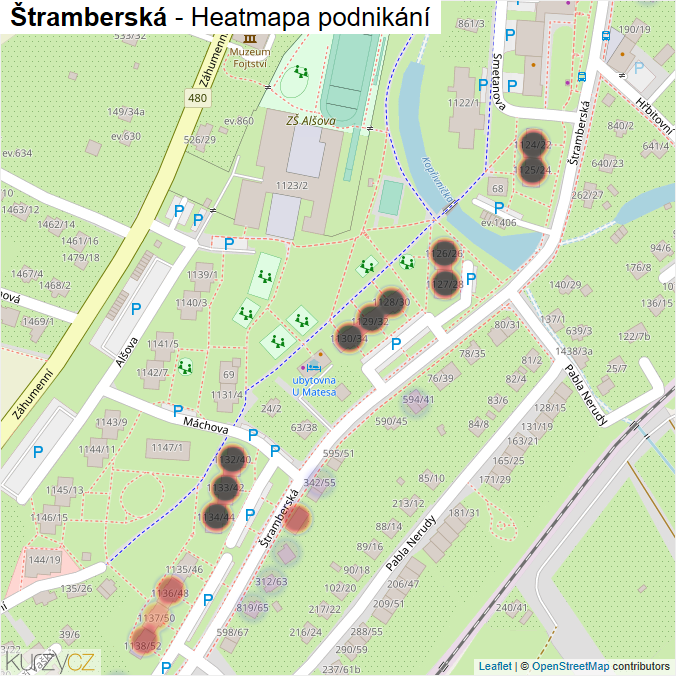 Mapa Štramberská - Firmy v ulici.