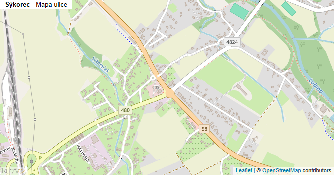 Sýkorec - mapa ulice