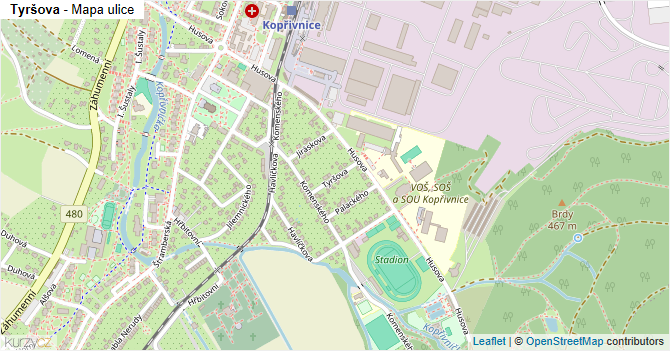 Tyršova - mapa ulice
