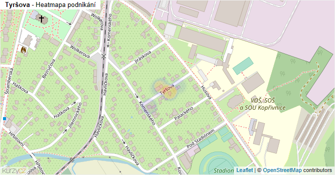 Tyršova - mapa podnikání