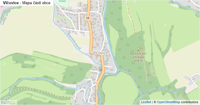 Vlčovice - mapa části obce