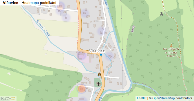 Vlčovice - mapa podnikání