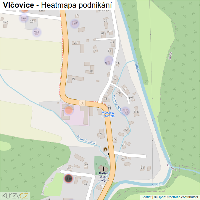 Mapa Vlčovice - Firmy v části obce.