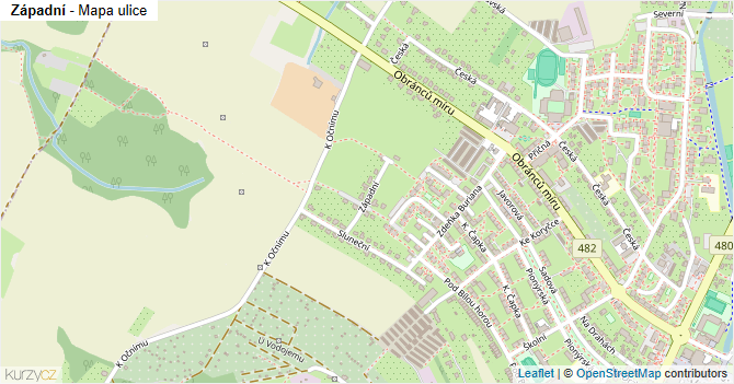 Západní - mapa ulice