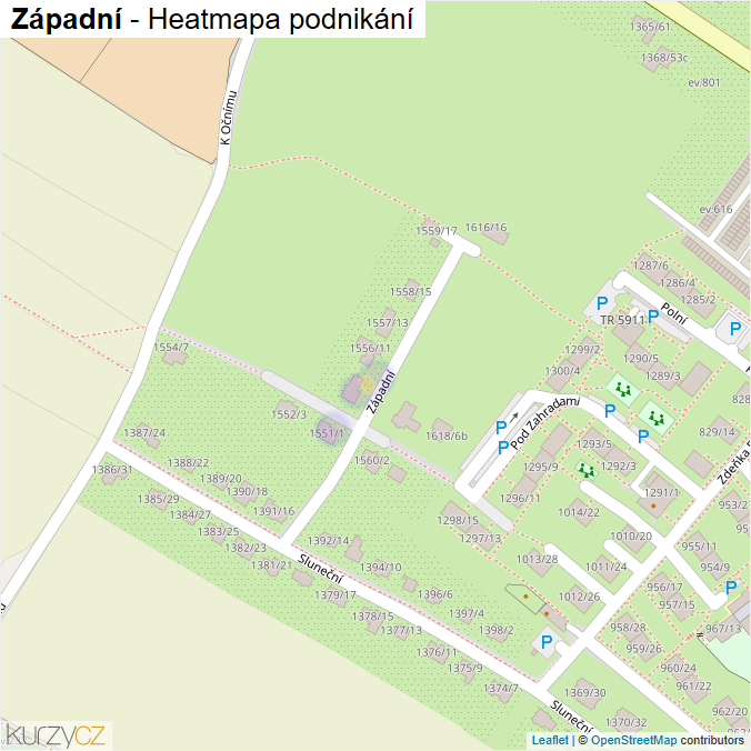 Mapa Západní - Firmy v ulici.