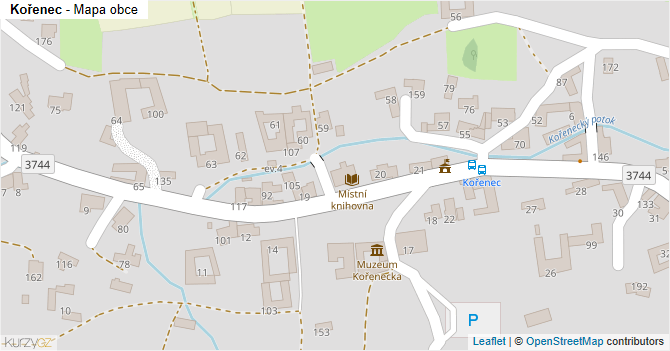 Kořenec - mapa obce