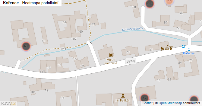 Kořenec - mapa podnikání