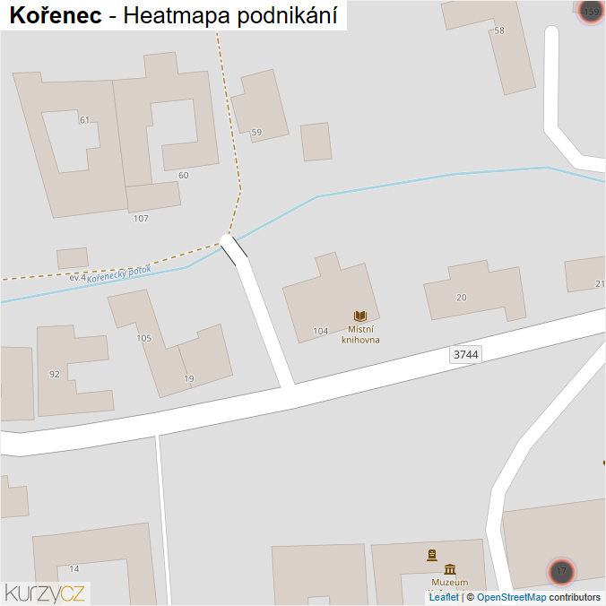 Mapa Kořenec - Firmy v obci.