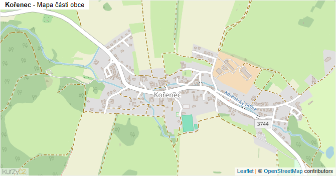 Kořenec - mapa části obce
