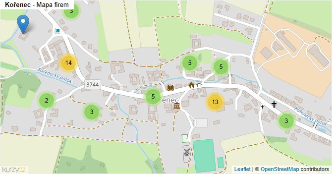 Kořenec - mapa firem