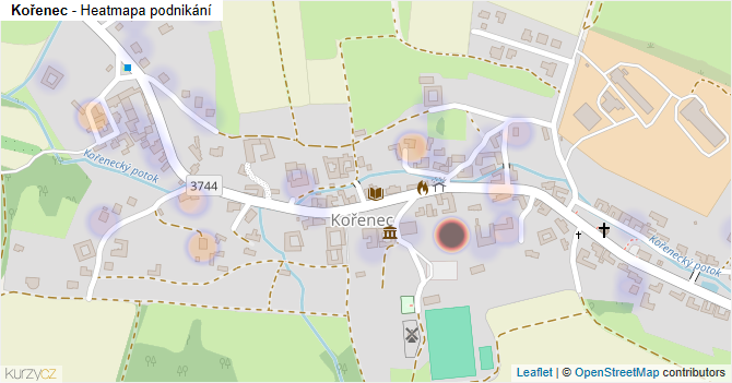 Kořenec - mapa podnikání