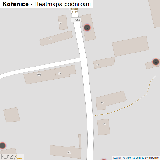 Mapa Kořenice - Firmy v obci.