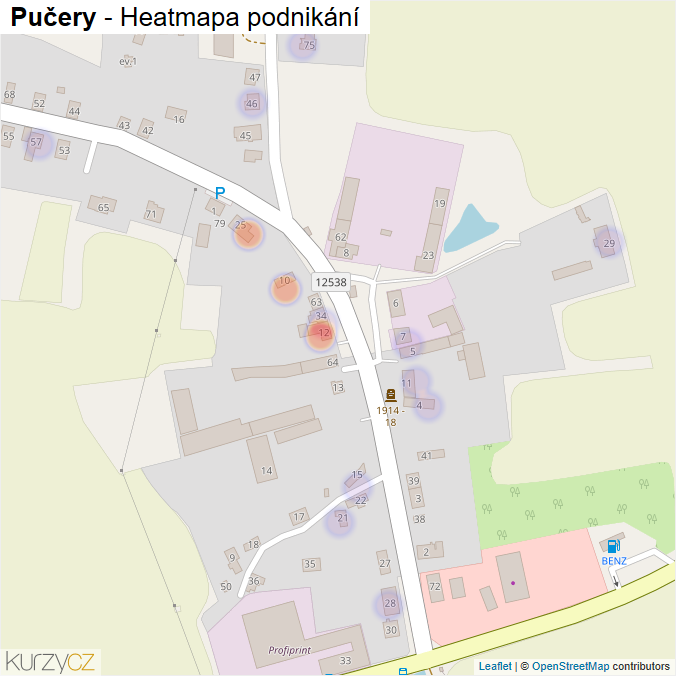 Mapa Pučery - Firmy v části obce.