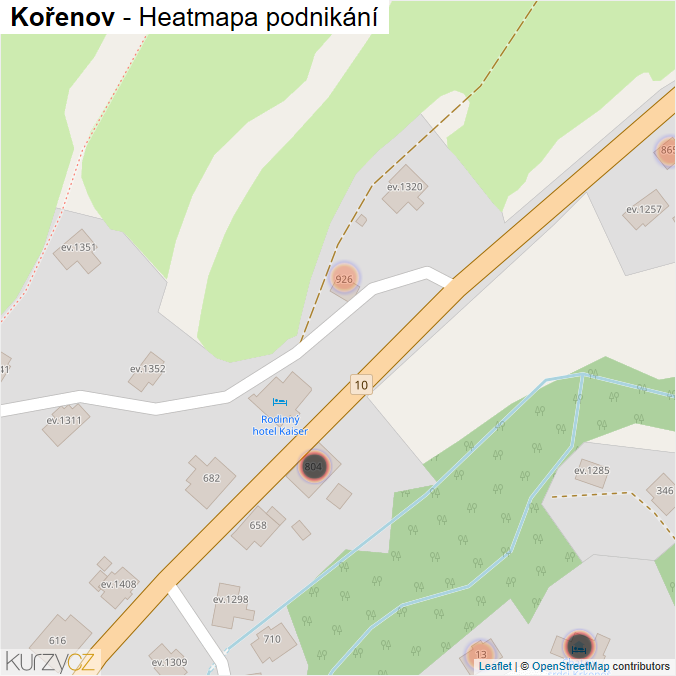 Mapa Kořenov - Firmy v obci.