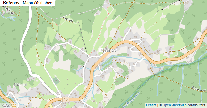 Kořenov - mapa části obce