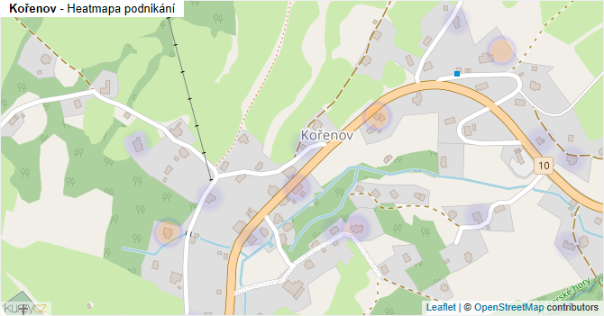 Kořenov - mapa podnikání