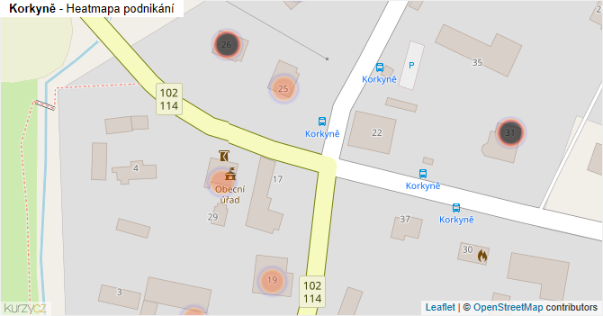 Korkyně - mapa podnikání