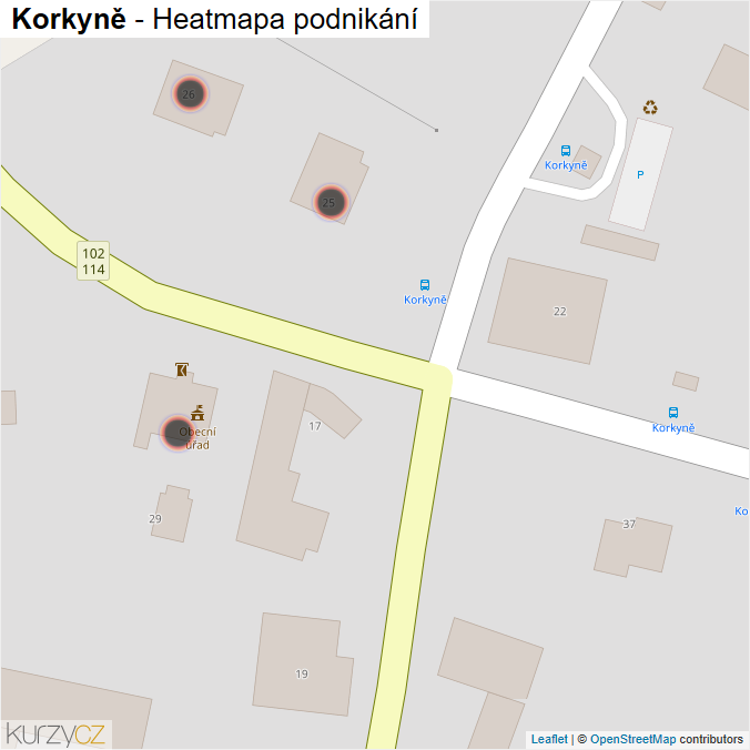 Mapa Korkyně - Firmy v obci.
