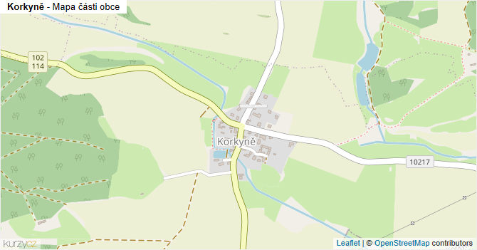 Korkyně - mapa části obce