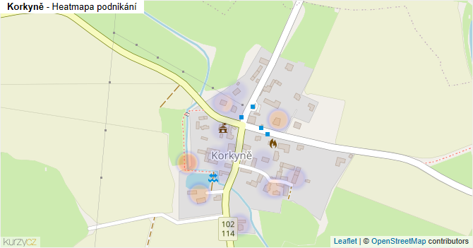 Korkyně - mapa podnikání