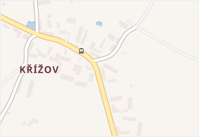Křížov v obci Korkyně - mapa části obce