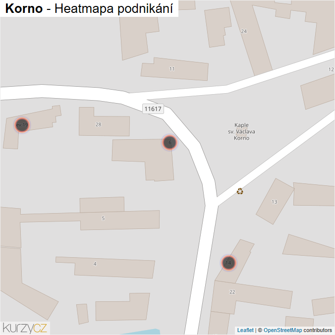 Mapa Korno - Firmy v obci.
