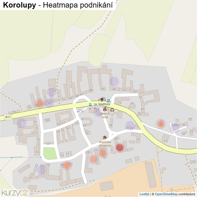 Mapa Korolupy - Firmy v části obce.