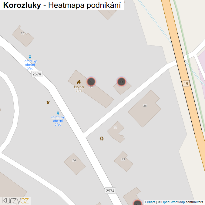 Mapa Korozluky - Firmy v obci.