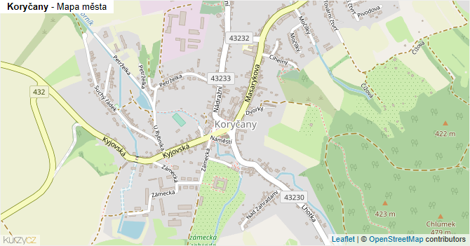 Koryčany - mapa města