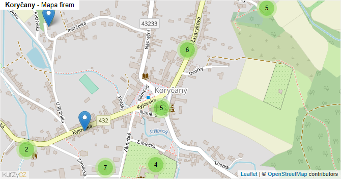 Koryčany - mapa firem