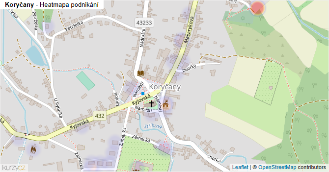 Koryčany - mapa podnikání