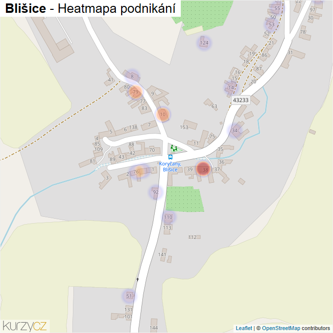 Mapa Blišice - Firmy v části obce.