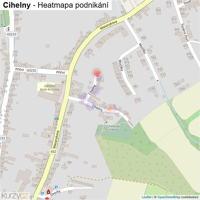 Mapa Cihelny - Firmy v ulici.