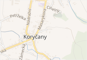 Dvorky v obci Koryčany - mapa ulice