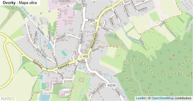 Dvorky - mapa ulice