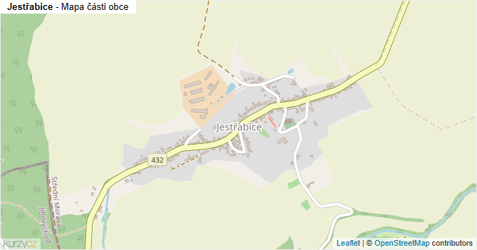 Jestřabice - mapa části obce