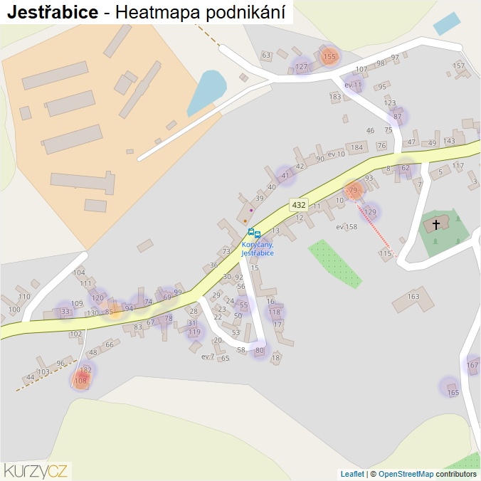Mapa Jestřabice - Firmy v části obce.