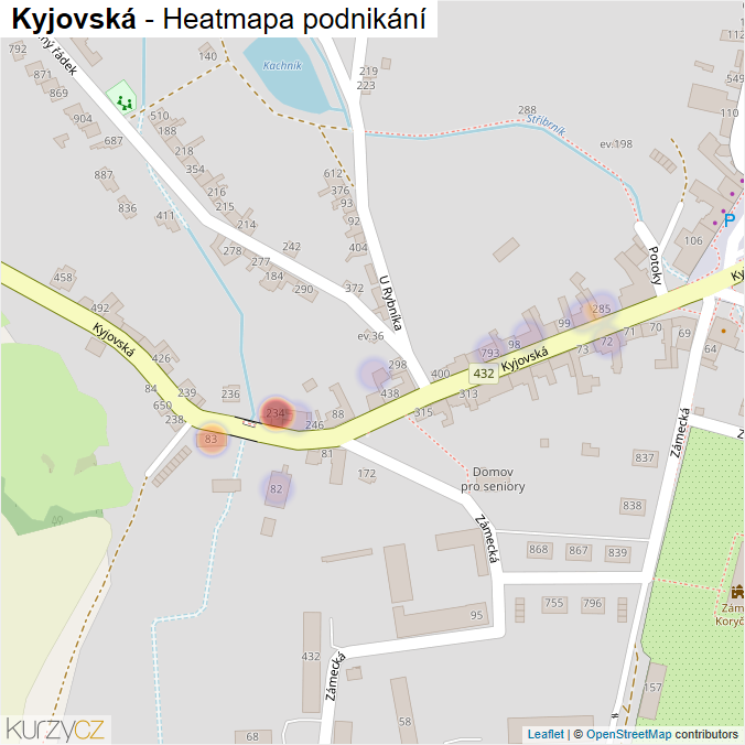 Mapa Kyjovská - Firmy v ulici.