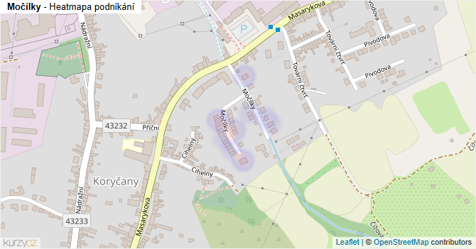 Močílky - mapa podnikání