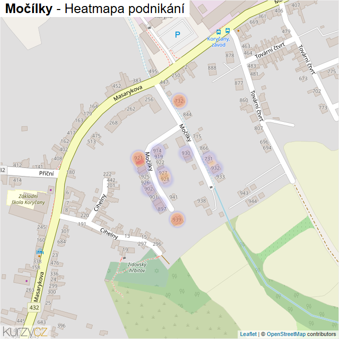 Mapa Močílky - Firmy v ulici.