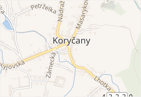 Náměstí v obci Koryčany - mapa ulice