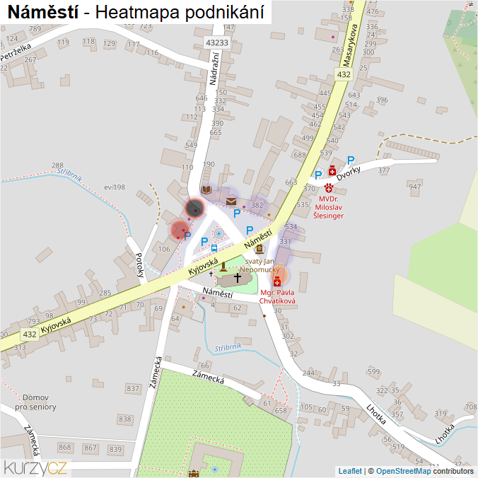 Mapa Náměstí - Firmy v ulici.