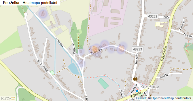 Petrželka - mapa podnikání