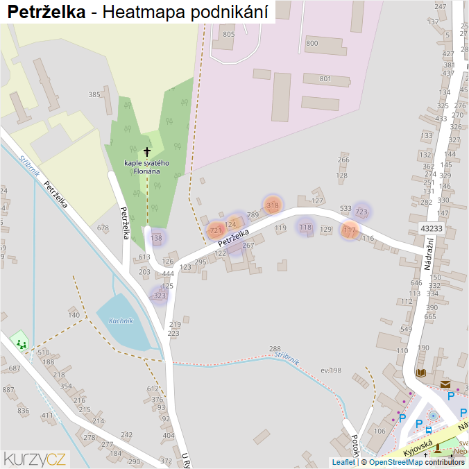 Mapa Petrželka - Firmy v ulici.
