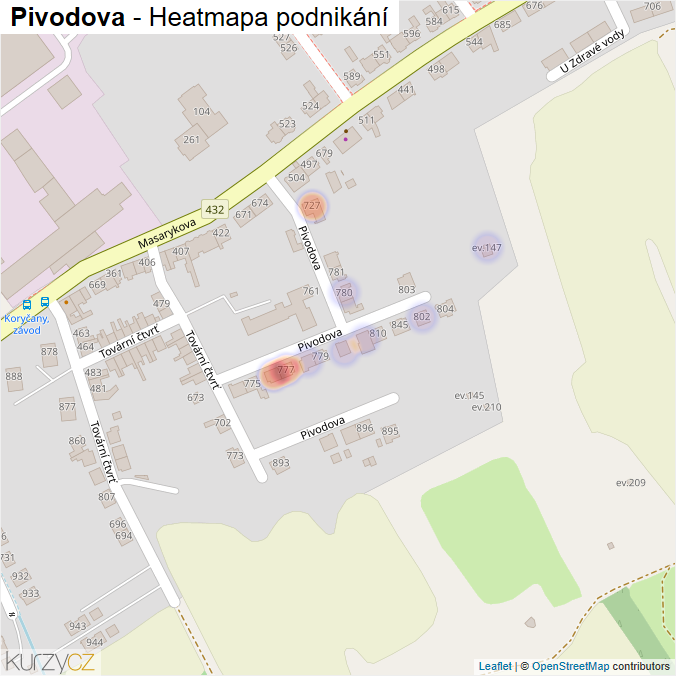 Mapa Pivodova - Firmy v ulici.