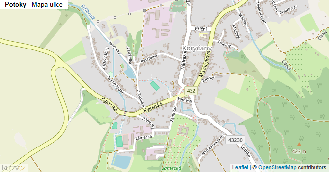 Potoky - mapa ulice