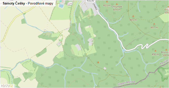Samoty Češky - záplavové mapy stoleté vody