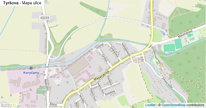 Tyršova - mapa ulice